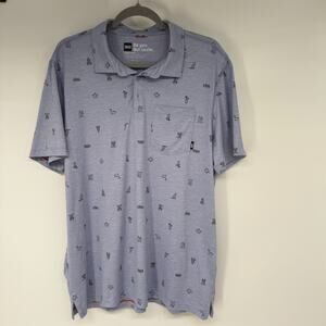 SAXX Polo DropTemp All Day Cooling Shirt Mens L Blue Performance Short Sleeve